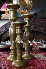 złote indyjskie świeczniki komplet 3 szt.