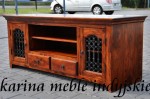 kolonialna szafka rtv z metalowym ażurem LD-533 brown